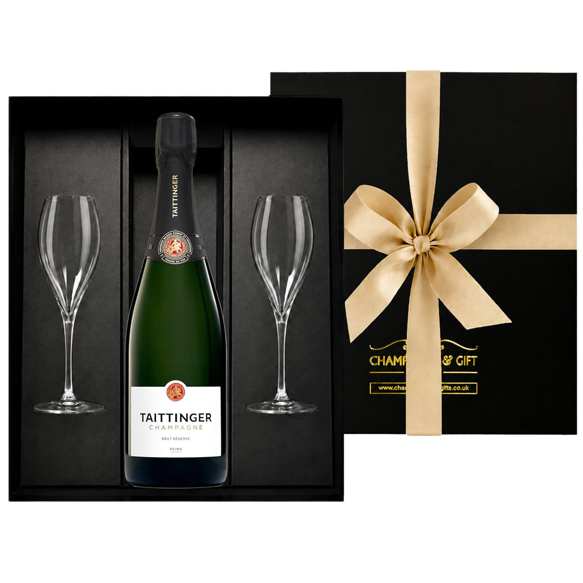 Taittinger Brut Réserve Champagne & Flutes Gift Set