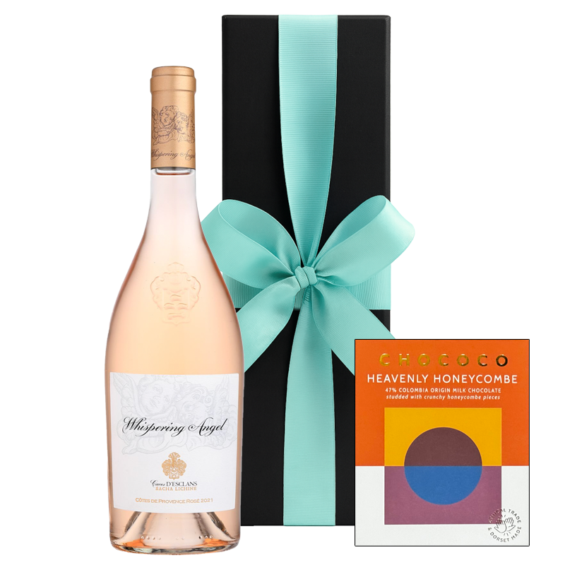 Whispering Angel Rosé, Black Gift Box with Honeycombe Chocolate