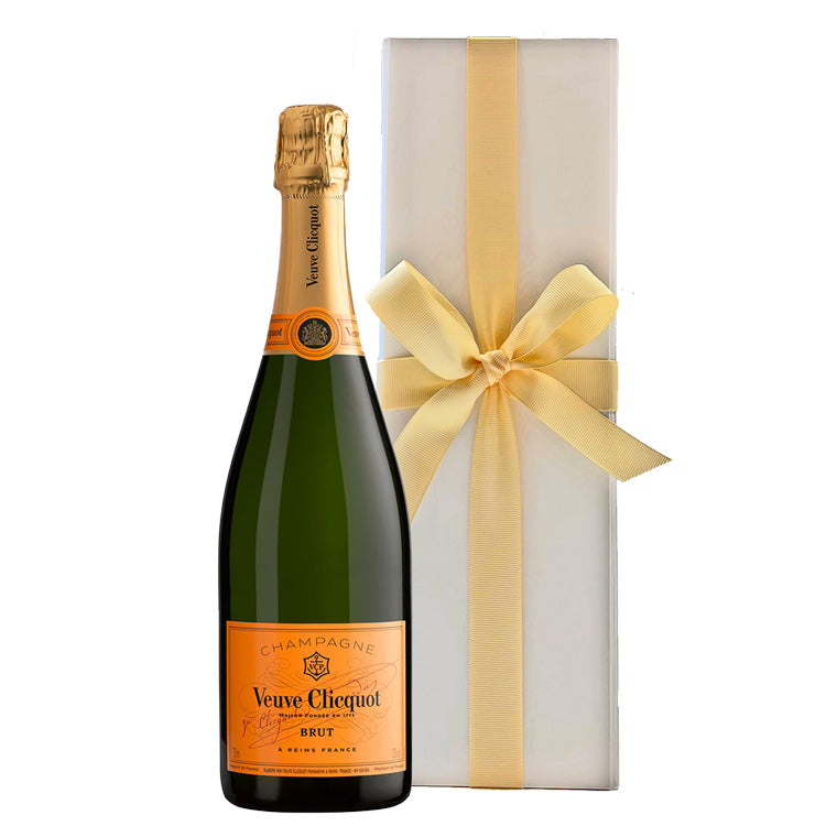 Veuve Clicquot Yellow Label Brut Champagne in White Presentation Box