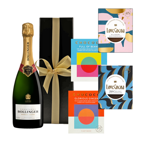 Bollinger Special Cuvée Champagne in Black Gift Box with Artisan Chocolate - The Fulham Wine Company