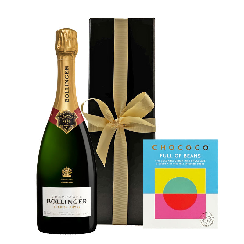 Bollinger Special Cuvée Champagne in Black Gift Box with Artisan Chocolate - The Fulham Wine Company