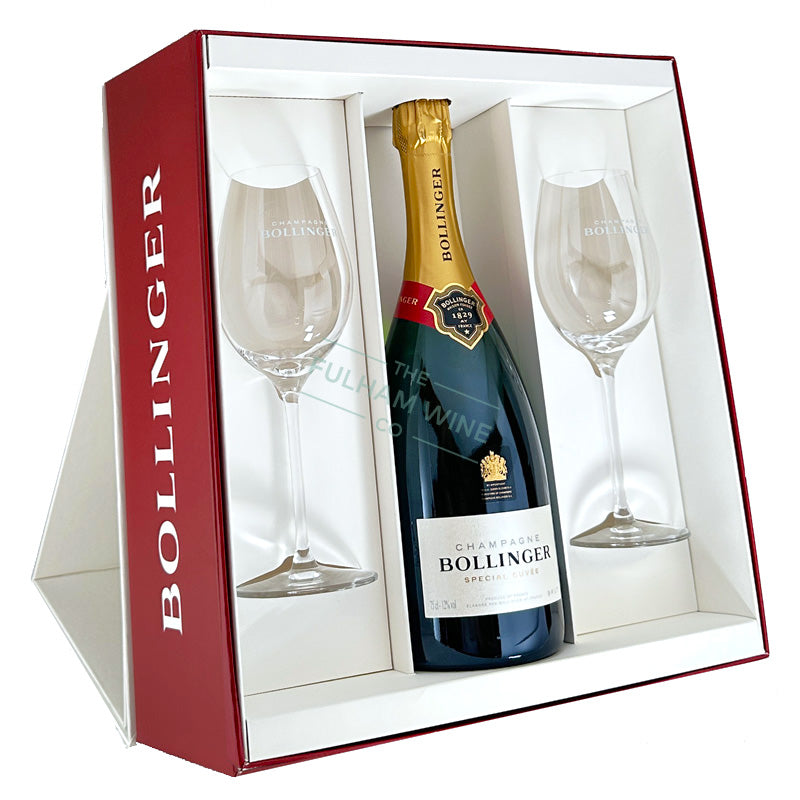 Bollinger Special Cuvée Champagne - with Bollinger Flutes and Bollinger Gift Box - The Fulham Wine Company