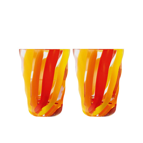LSA Folk Tumbler Orange, Red & Yellow, 280ml - Set of 2 - The Fulham Wine Company
