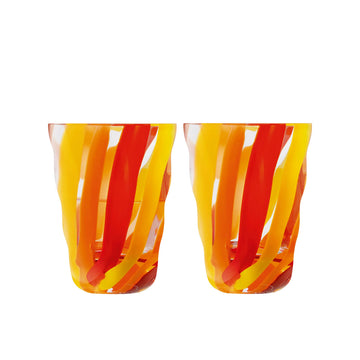 LSA Folk Tumbler Orange, Red & Yellow, 280ml - Set of 2 - The Fulham Wine Company