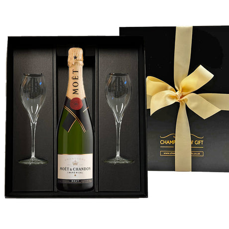 Moet et Chandon Champagne and Flutes Gift Box - The Fulham Wine Company