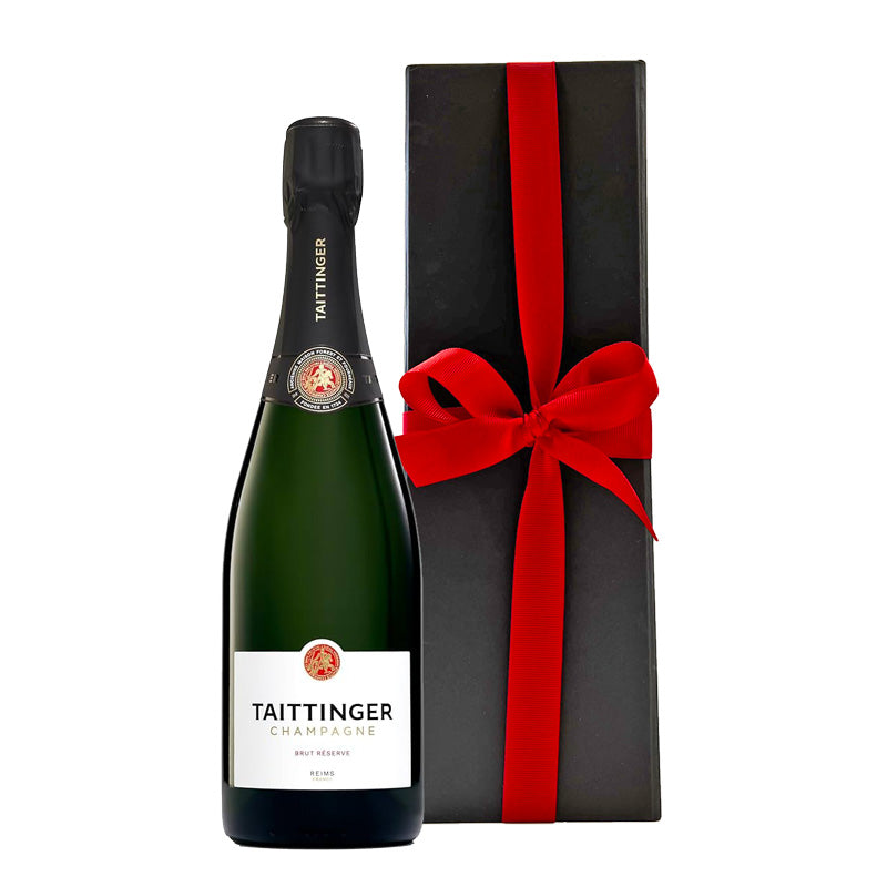 Taittinger Brut Reserve in Luxury Black Gift Box, 75cl - The Fulham Wine Company