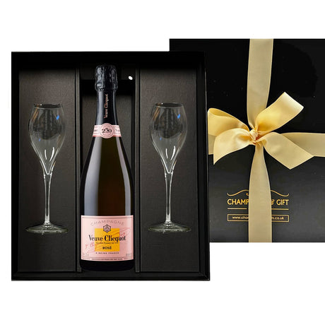 Veuve Clicquot Rosé Champagne with Flutes in Gift Box - The Fulham Wine Company