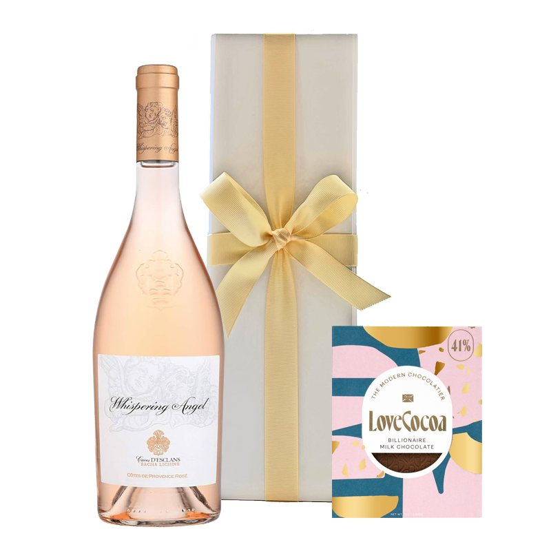 Whispering Angel Rosé in White Presentation Box with Billionaire Bar - The Fulham Wine Company