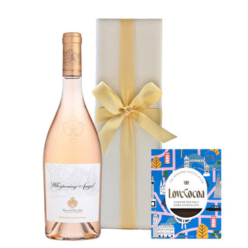 Whispering Angel in White Presentation Box - with London Edition Sea Salt Chocolate Bar - The Fulham Wine Company